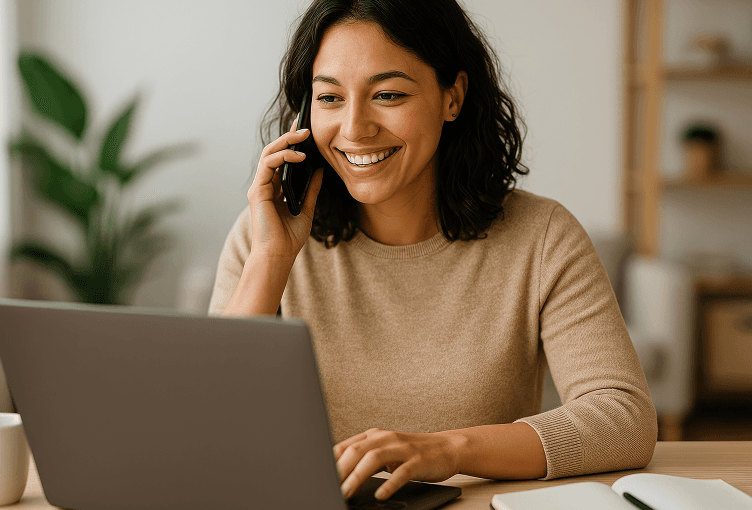 Woman working on laptop